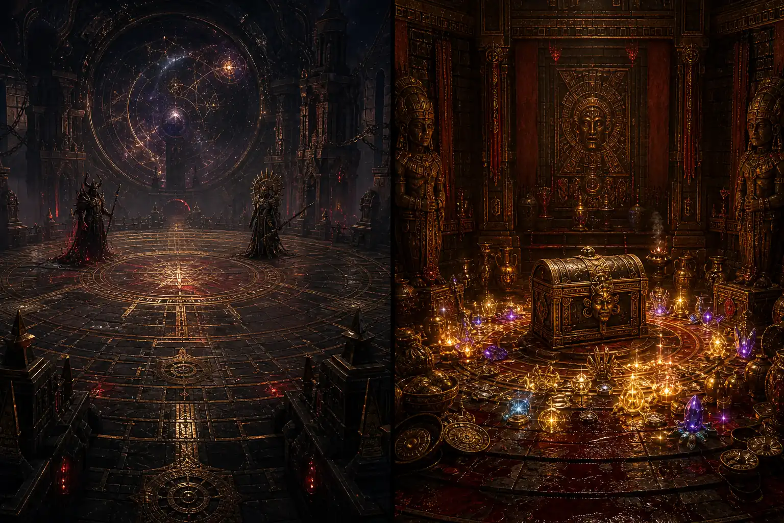 Vergleich von Atlas-Arena und Tempel-Schatzraum