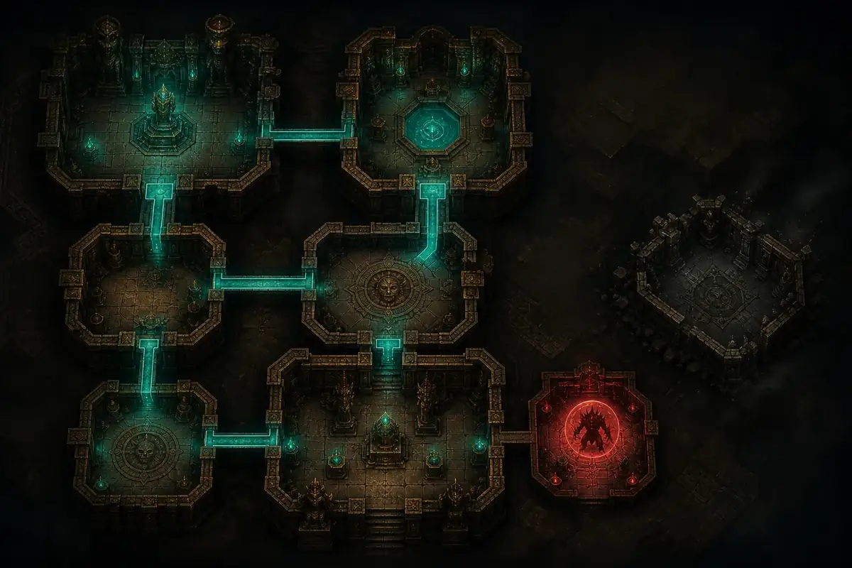 Editorial room-check illustration comparing a disconnected route, a visible modifier panel, and a possible bug report